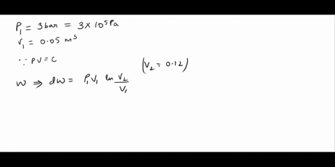 5-piston-cylinder-assembly-contains-gas-the-initial-pressure-is-3-bar-initial-volume-is-005-calculate-a-the-work-done-if-heat-transferred-to-the-system-until-the-final-volume-is-reached-to-0-32317