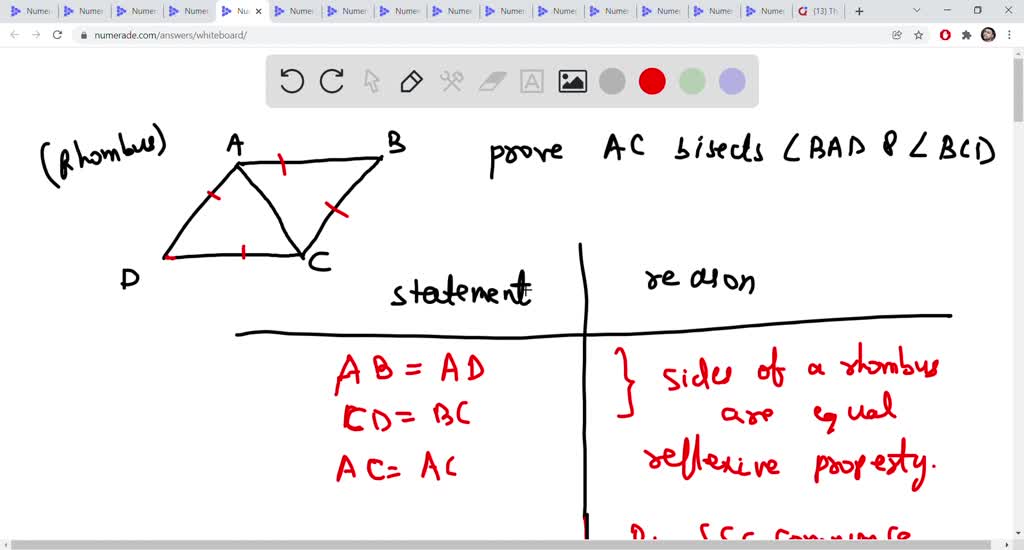 SOLVED: 1) Given: Rhombus ABCD With Diagonal Ac Prove: AC Bisects BAD ...