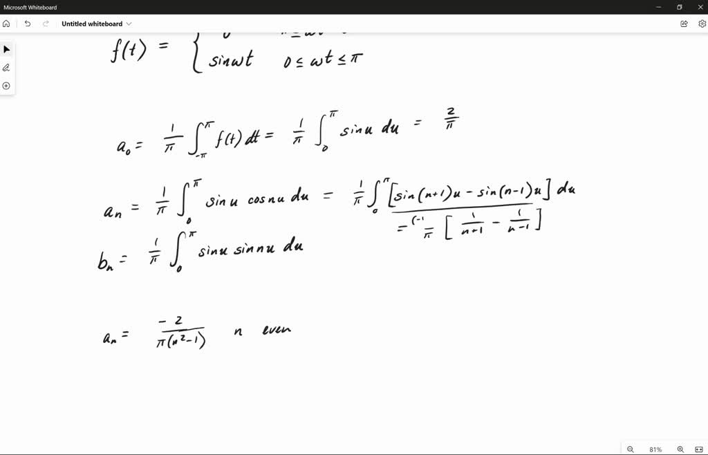 SOLVED: Develop the Fourier series representation of f(t) = (0, -Ï€ â ...