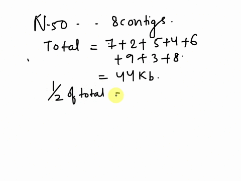 question-14-1-pts-the-n50-statistic-is-used-to-assess-the-quality-of-genome-assembly-suppose-you-had-a-dna-sequence-which-was-spanned-by-8-contigs-the-lengths-of-these-contigs-are-7-2-5-4-6-44923