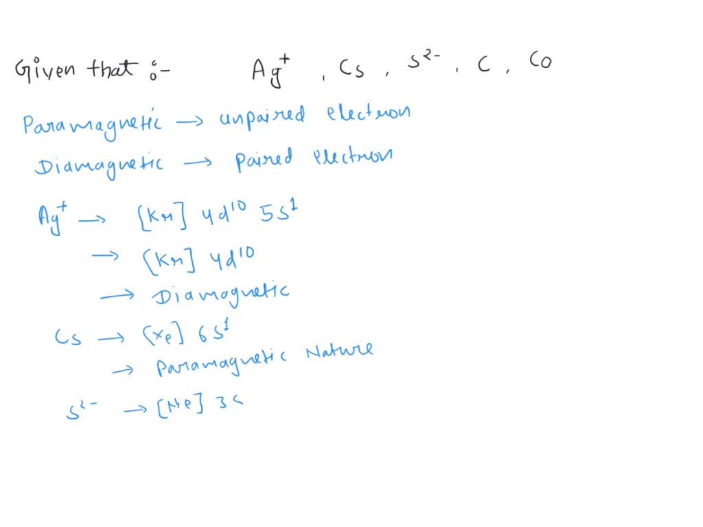 SOLVED: Sort the following atom or ions as paramagnetic or diamagnetic