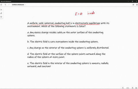 a-uniform-solid-spherical-conducting-ball-is-in-electrostatic-equilibrium-with-its-environment-which-of-the-following-statments-is-false-a-any-excess-charge-resides-solely-on-the-outer-surface-of-the-