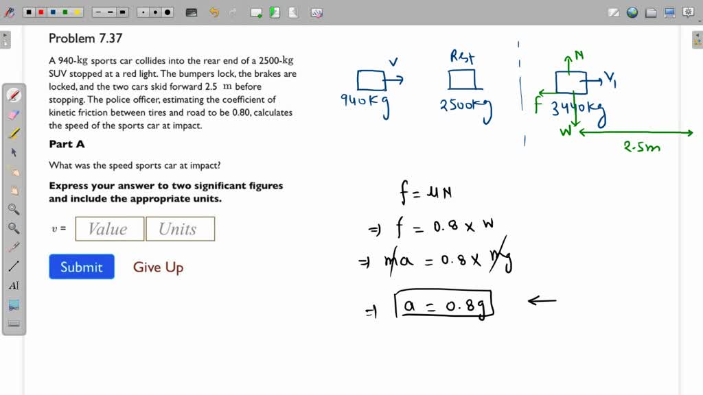 Suv U2 Math Test Problem SOLVED: 'Problem 7.37 Constants Part A A 920-kg sports car collides ...