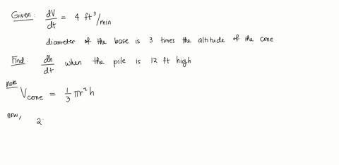 at-a-sand-and-gravel-plant-sand-is-falling-of-a-conveyor-and-onto-a-conical-pile-at-a-rate-of-4-cubic-feet-per-minute-the-diameter-of-the-base-of-the-cone-is-approximately-three-times-the-altitude-at