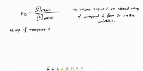 1-36-mg-of-compound-x-was-dissolved-in-water-to-form-a-1000-ml-the-solution-was-mixed-with-ether-if-the-distribution-coefficient-k-4-what-is-the-volume-of-ether-required-to-extract-24-mg-of-21582