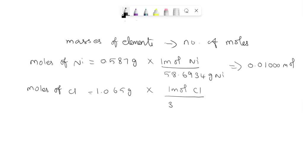 SOLVED If 0.587 g of nickel metal reacts with 1.065 g of chlorine gas