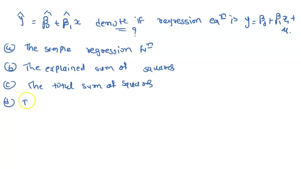 Solved what does the equation 9 bo bix denote if the regression