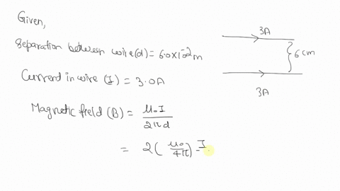two-parallel-wires-are-separated-by-600-cm-each-carrying-300-a-of-current-in-the-same-direction-a-wh-54634