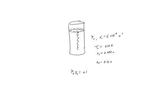 the-drawing-shows-an-ideal-gas-confined-to-a-cylinder-by-a-massless-piston-that-is-attached-to-an-ideal-spring-outside-the-cylinder-is-a-vacuum-the-cross-sectional-area-of-the-piston-is-a-25-19496