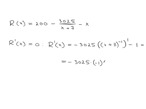 the-revenue-function-for-a-one-product-firm-is-given-by-the-following-equation-3025-rx200-x-x7-find-the-value-of-x-that-results-in-maximum-revenue-the-maximum-revenue-results-when-x-32103
