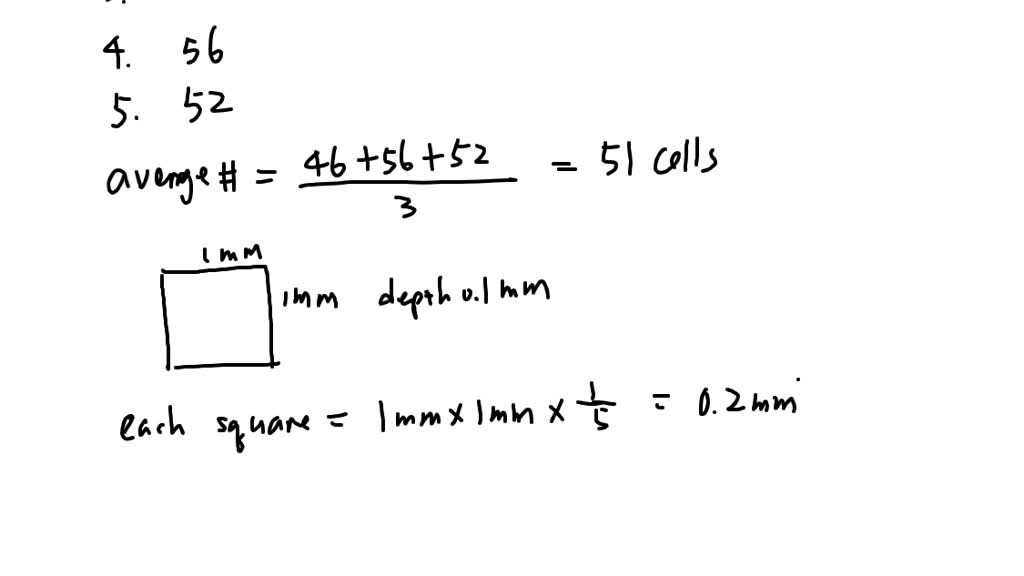 5 Rbc Square SOLVED: Exercise #3: Calculate the RBC concentration of this blood ...
