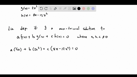 show-directly-that-the-given-functions-are-linearly-dependent-on-the-real-line-that-is-find-a-nontrivial-linear-combination-of-the-following-functions-that-vanishes-identically-fx-5xgx2x2-hx-20087