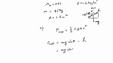 in-downhill-speed-skiing-a-skier-is-ed-by-both-the-air-drag-force-on-the-body-and-the-kinetic-frictional-force-on-the-skis-suppose-the-slope-angle-is-395-the-snow-is-dry-snow-with-a-coeffici-83924