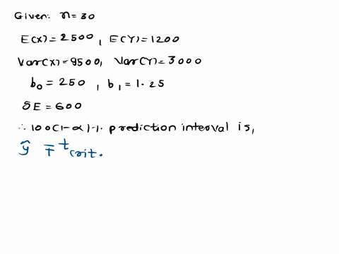 a-simple-linear-regression-model-is-constructed-the-data-set-is-of-size-30-the-following-items-are-given-ex-2500-ey-1200-var-x-9500-var-y-3000-bo-250-61-125-the-residual-standard-deviation-i-59932