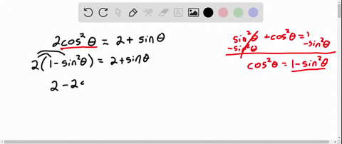 how-would-i-solve-for-the-equation-on-the-interval-of-0-theta2pi-2cos2-theta2sintheta
