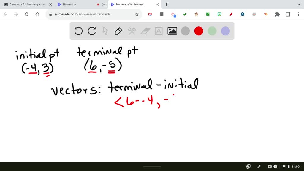 SOLVED: The initial and terminal points of a vector are given. Write ...
