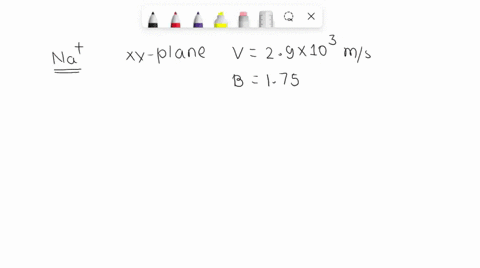 a-sodium-ion-na-moves-in-the-xy-plane-with-a-speed-of-290-103-ms-if-a-constant-magnetic-field-is-directed-along-the-z-axis-with-a-magnitude-of-175-105-t-find-the-magnitude-of-the-magnetic-fo-49365