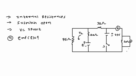 2631-in-the-circuit-shown-in-fig-e2631-the-batteries-have-negligible-internal-resistance-and-the-meters-are-both-idealized-with-the-switch-s-open-the-voltmeter-reads-150-v-a-find-the-emf-of-21343