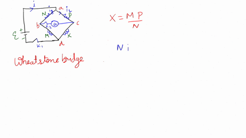 the-circuit-shown-in-the-figure-below-called-a-wheatstone-bridge-is-used-to-determine-the-value-of-an-unknown-resistor-x-by-comparison-with-three-resistors-m-n-and-p-whose-resistances-can-be-84066