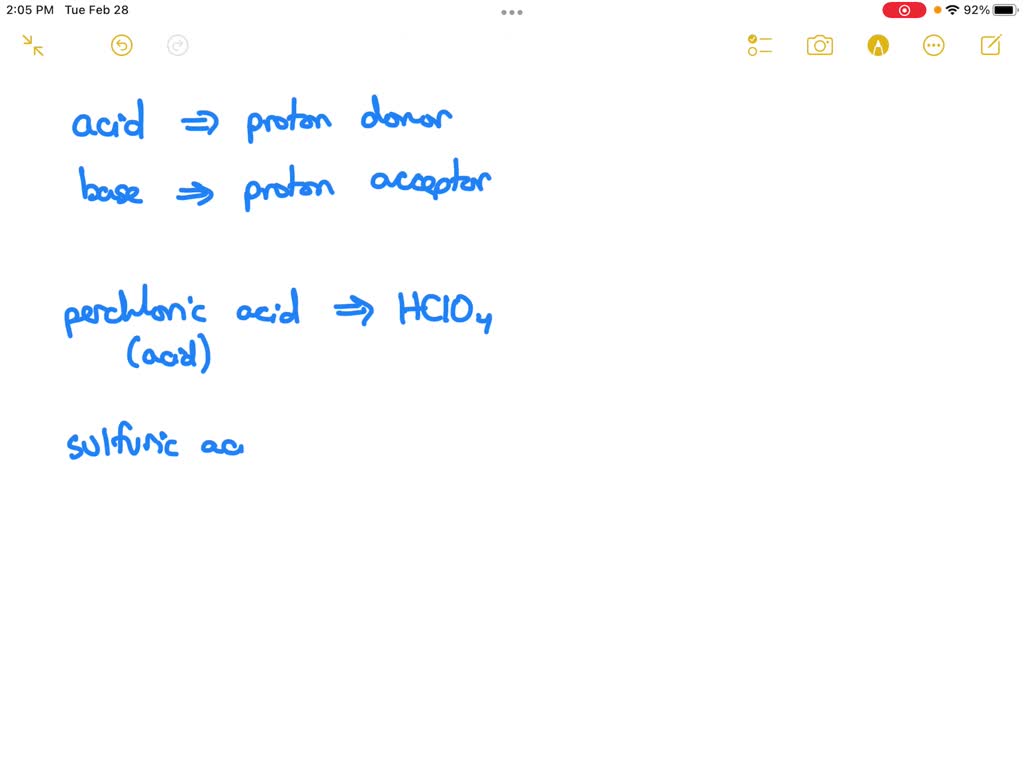 SOLVED perchloric acid behaves as an acid w hen it dissolves in sulphuric acid write a balanced