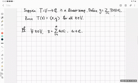 suppose-that-v-is-a-finite-dimensional-inner-product-space-over-the-complex-numbers-and-that-v1-un-is-an-orthonormal-basis-for-v-_-suppose-further-that-t-v-_-c-is-linear-map-define-a-vector-01488