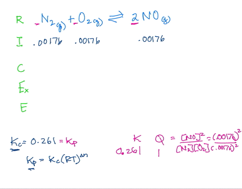if-the-equilibrium-constant-kc-for-the-reaction-below-is-261-101-what-will-be-the-equilibrium-pressure-of-no-if-the-initial-partial-pressures-of-the-three-gases-are-all-176-103-atm-n2go2g-2nog