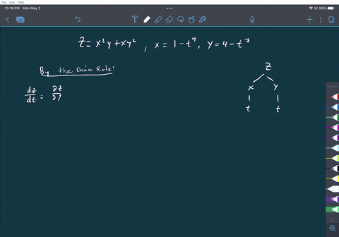 use-the-chain-rule-to-find-dzdt-where-zx2yxy2-x1t4-y4t7-end-results-in-terms-of-just-t-dzdt-66376