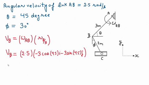 the-angular-velocity-of-link-ab-is-ab-5-rads-a-determine-the-velocity-of-block-c-at-the-instant-45-and-30-b-determine-the-angular-velocity-of-link-bc-at-the-instant-45-and-30-measured-clockw-62686