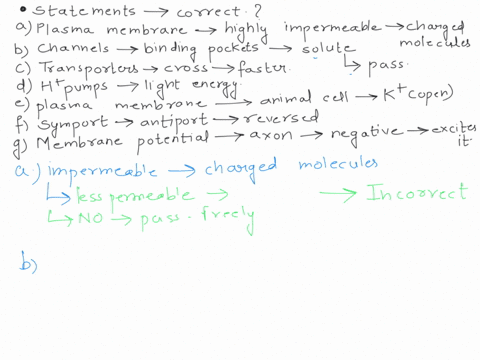 which-of-the-following-statements-are-correct-explain-your-answers-a-the-plasma-membrane-is-highly-3-67073