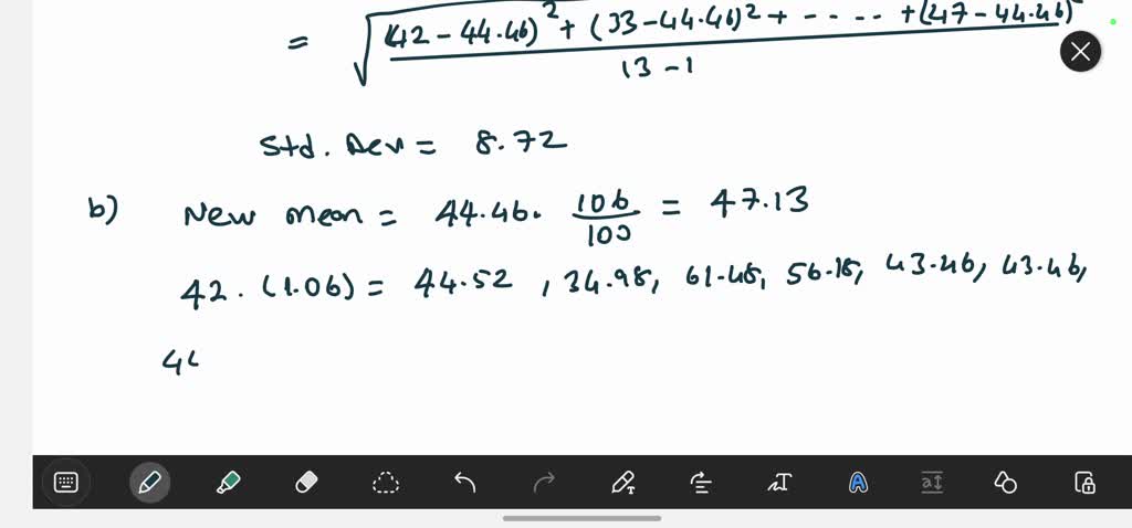 SOLVED: Sample annual salaries (in thousands of dollars) for employees at a  company are listed 42 33 58 53 41 41 42 33 58 35 53 42 47 (a) Find the  sample