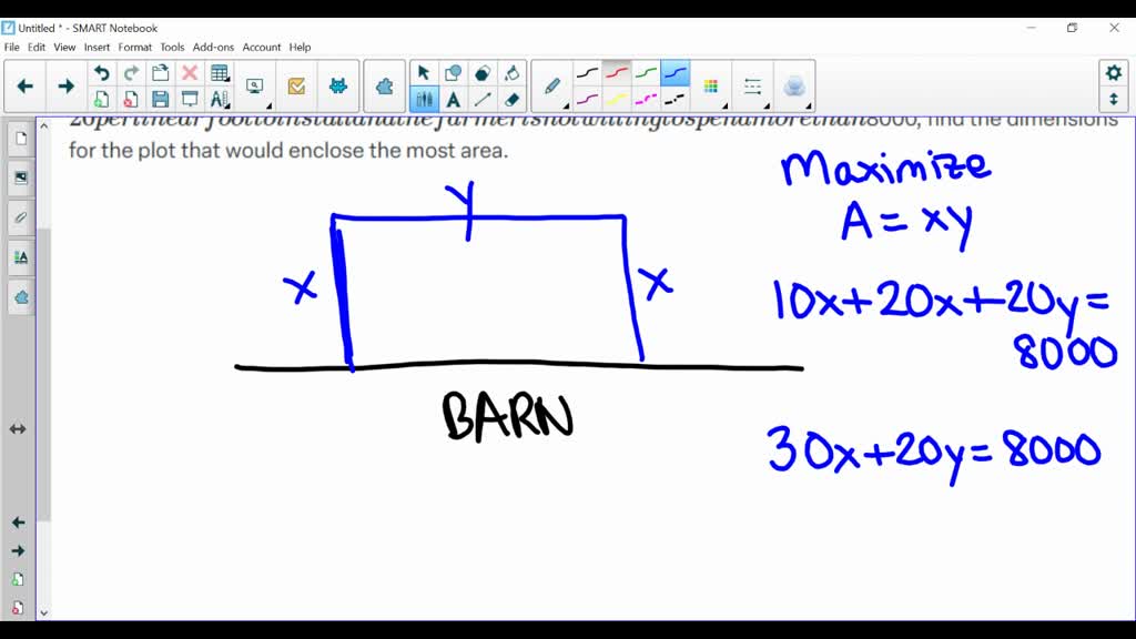 SOLVED A farmer wants to fence in a rectangular plot of land adjacent