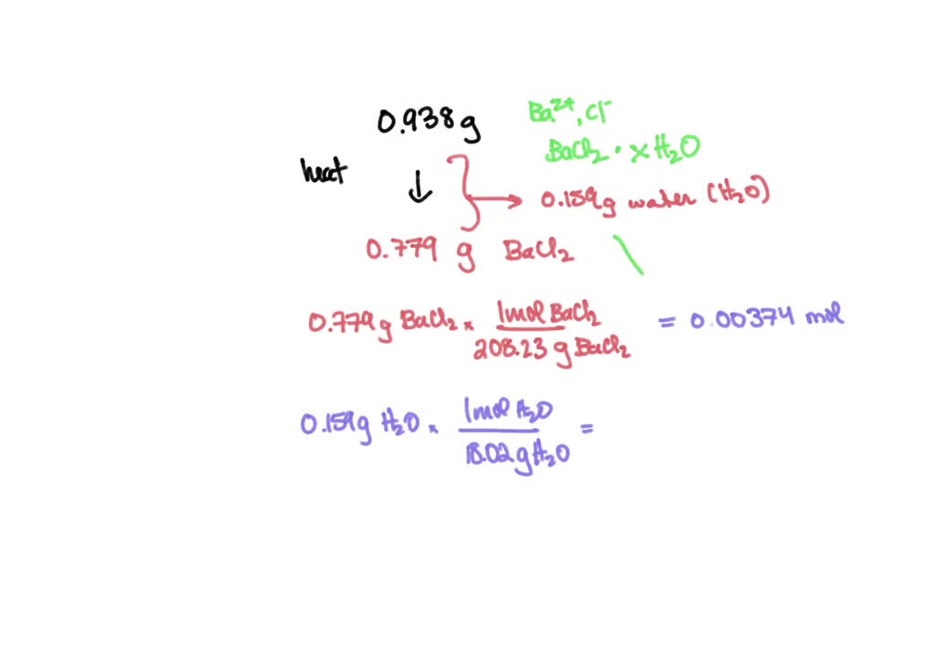 SOLVED If 0.2443 g of barium chloride dihydrate ( BaCl2 2H2O molar
