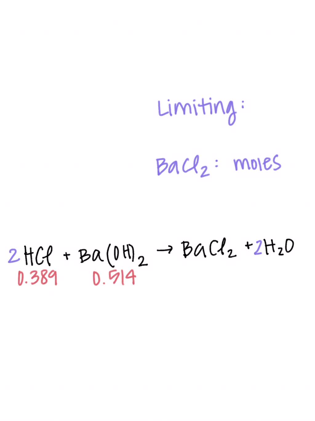 SOLVED: For the following reaction; 0.10S moles of hydrochloric acid ...