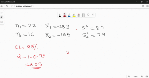consider-the-following-data-drawn-independently-from-normally-distributed-populations-you-may-find-it-useful-to-reference-the-appropriate-table-z-table-or-t-table-x1x1-283-x2x2-185-s12-87-s2-82107