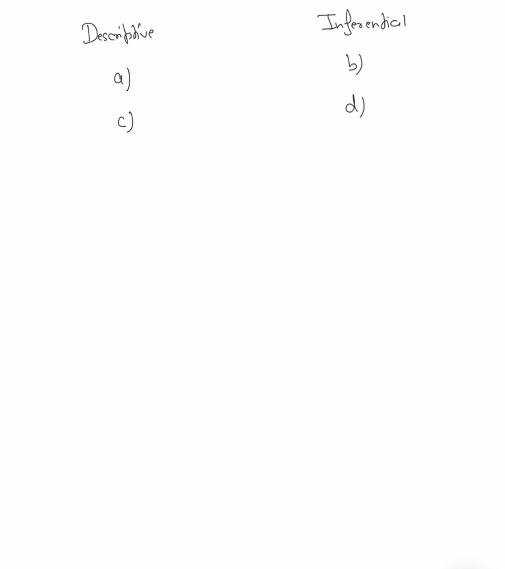 SOLVED Q8. For each statement, decide whether descriptive or