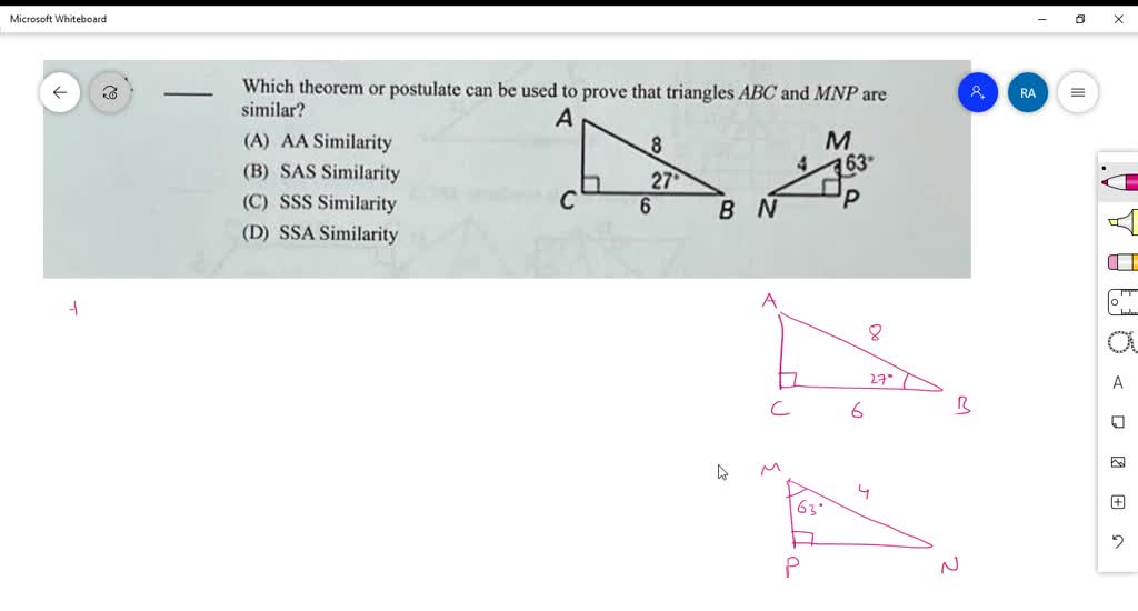 Solved Which Theorem Or Postulate Can Be Used To Prove That Triangles Abc And Mnp Are Similar 0570