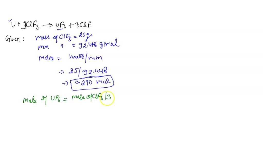 SOLVED: Uranium hexafluoride, UF6, is prepared by reacting uranium ...