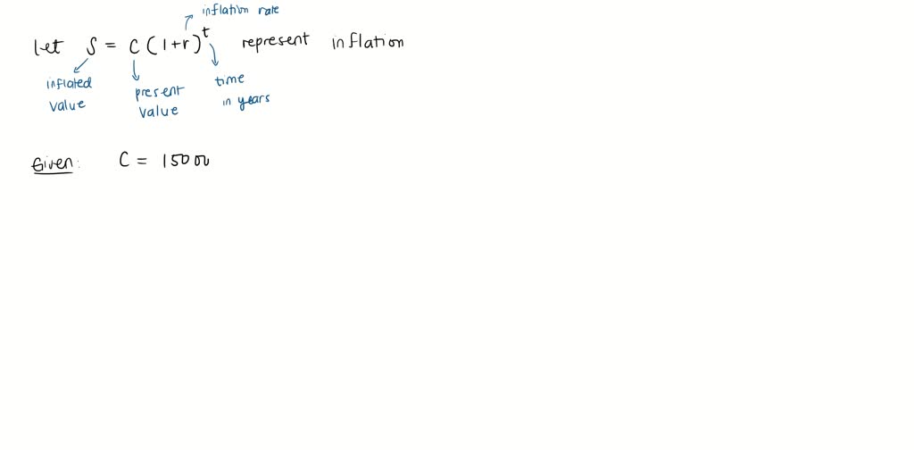 SOLVED: The formula S=C(1+r)t models inflation, where C=the value today ...