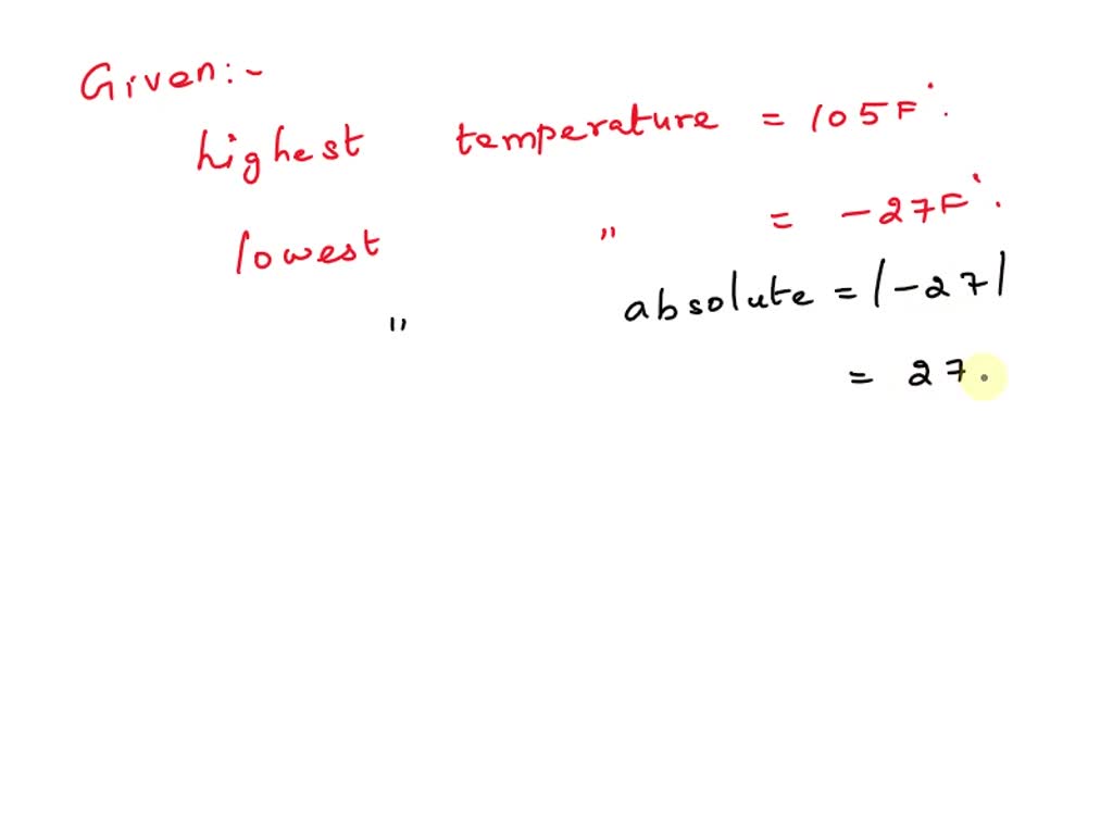 SOLVED The highest temperature ever recorded in a particular city was