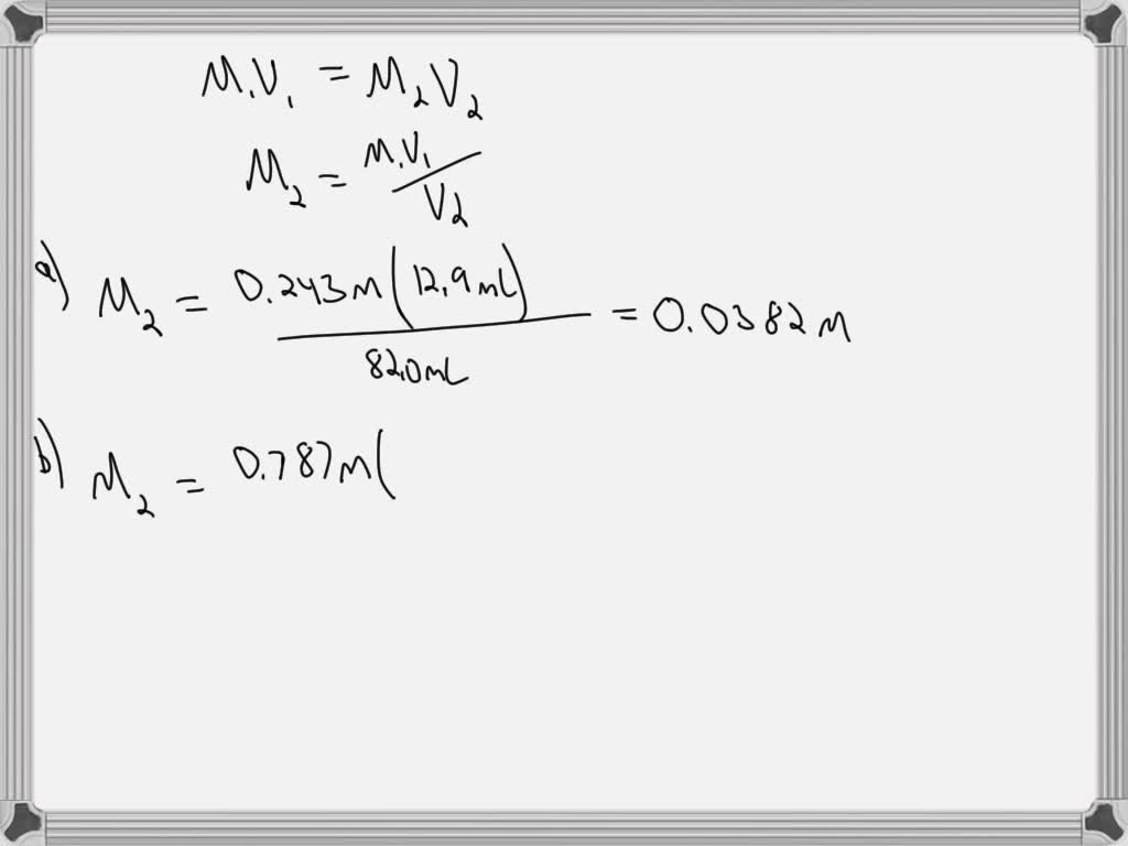 SOLVED Calculate the new molarity if each the following dilutions is