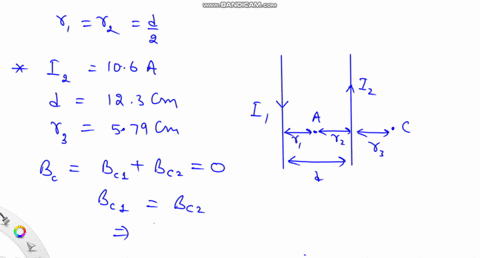 11-12-two-straight-parallel-wires-carry-currents-in-opposite-directions-as-shown-in-the-figure-one-of-the-wires-carries-a-current-of-iz-106-a-point-a-is-the-midpoint-between-the-wires-the-to-14963