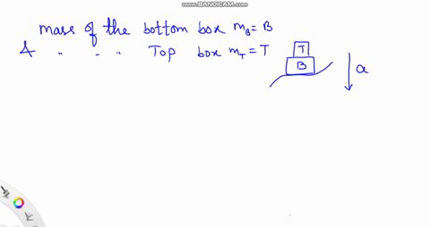 a-person-is-carrying-two-boxes-that-are-stacked-on-top-of-each-other-vertically-as-shown-the-bottom-box-has-mass-b-and-the-top-box-has-mass-t-if-the-boxes-are-being-accelerated-downward-at-a-90863