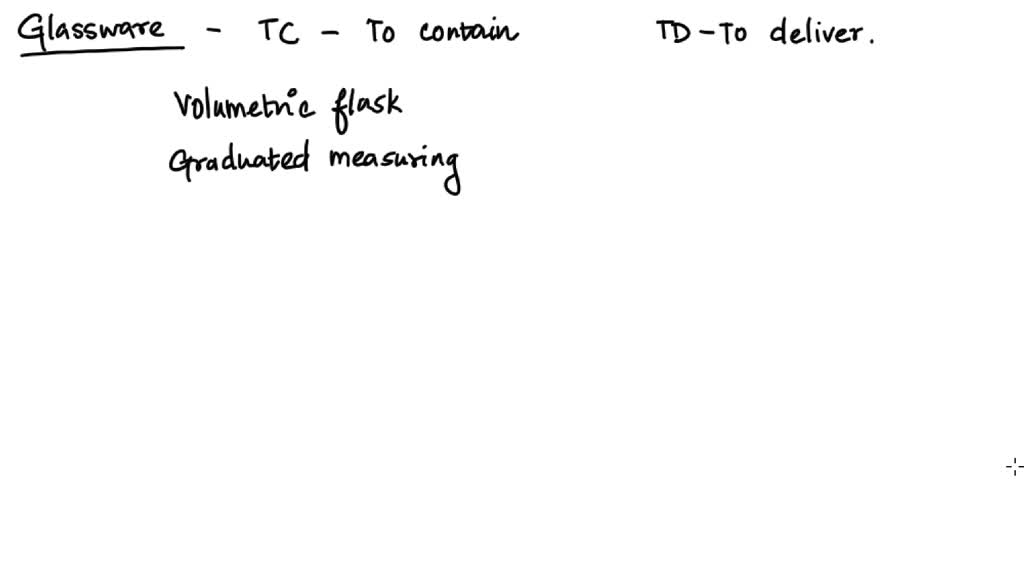 SOLVED The piece of glassware calibrated "TC" and used for accurate
