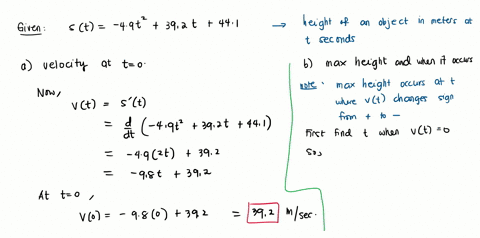 the-height-meter-of-an-object-moving-vertically-is-given-by-s-49t2-392t-441-where-t-is-in-seconds-find-the-objects-velocity-at-t-0-its-maximum-height-and-when-it-occurs-and-its-velocity-when-s-0