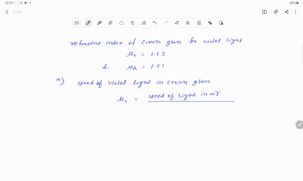 SOLVED The index of refraction of crown glass is 1.53 for violet light