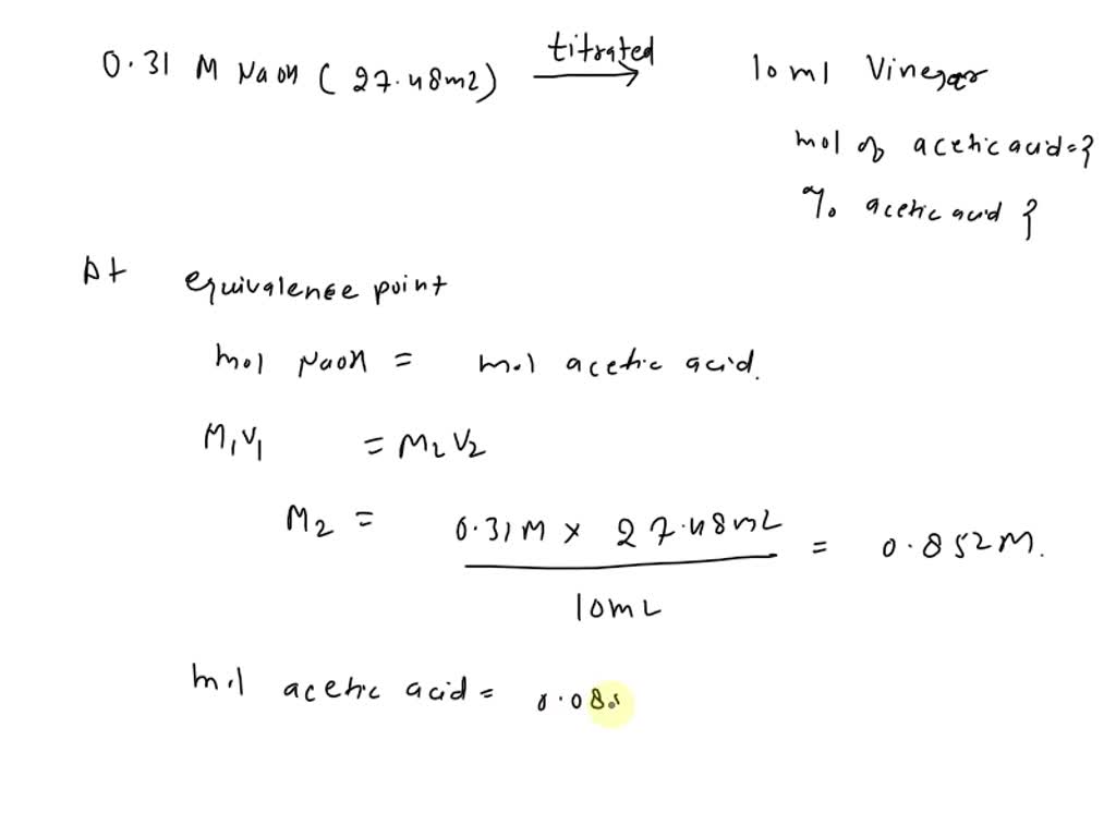 SOLVED: A student in our class transfers a 1.00 mL sample of vinegar ...