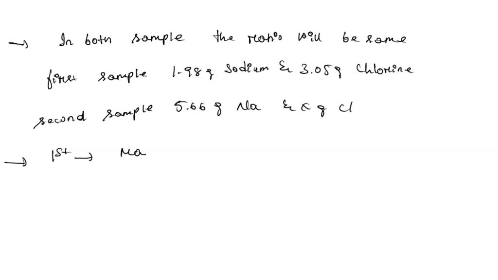 SOLVED: Two samples of sodium chloride with different masses were ...