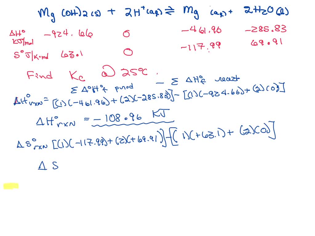 SOLVED Using thermodynamic data, determine the equilibrium constant at