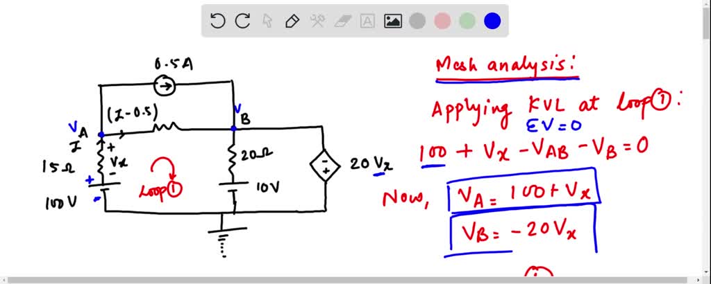 SOLVED: Using mesh analysis, find the voltage Vx in the network shown ...