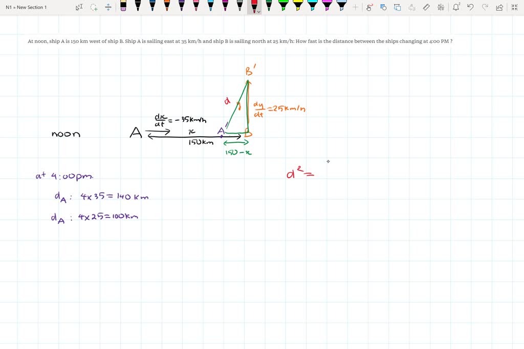 SOLVED: At Noon, Ship A Is 150 Km West Of Ship B. Ship A Is Sailing ...